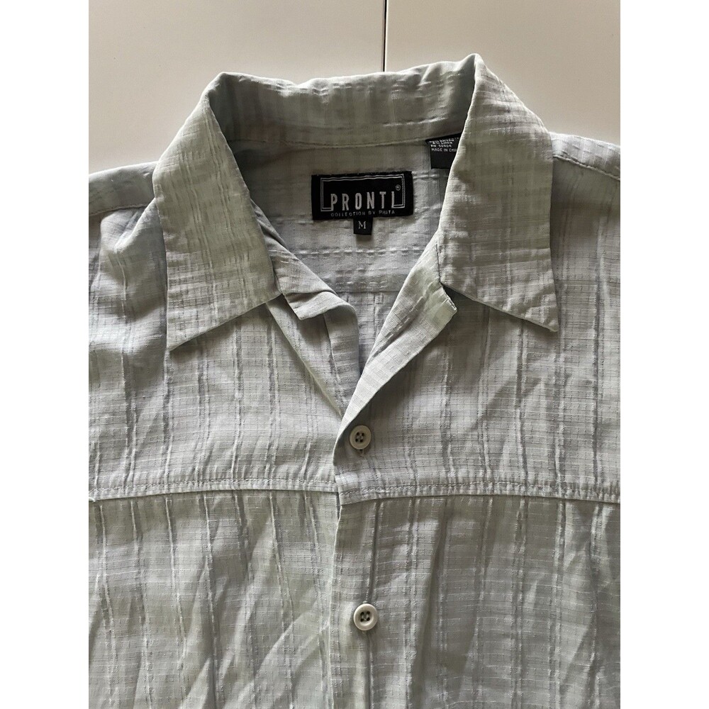 Medium Pronti Phita Light Blue Short Sleeve Button Up Shirt